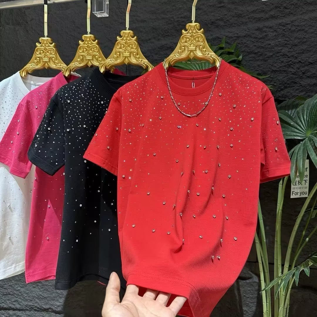 Men's sparkling rhinestone T-shirt