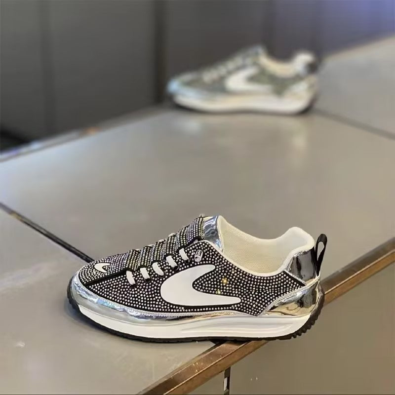 Men's full rhinestone slip-on shoes