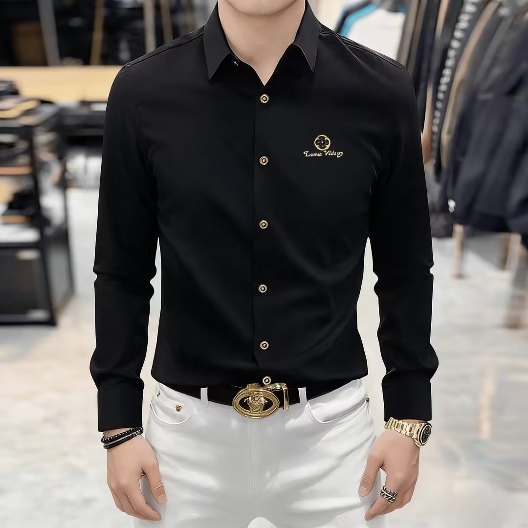 Men's wrinkle-free textured shirt