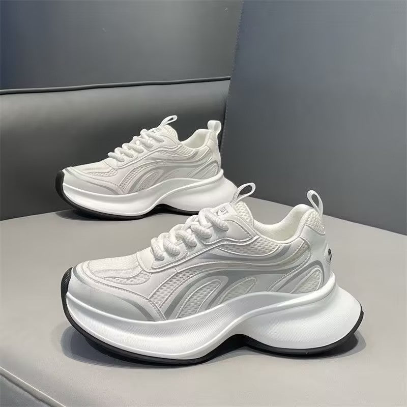 Men's white platform casual sneakers