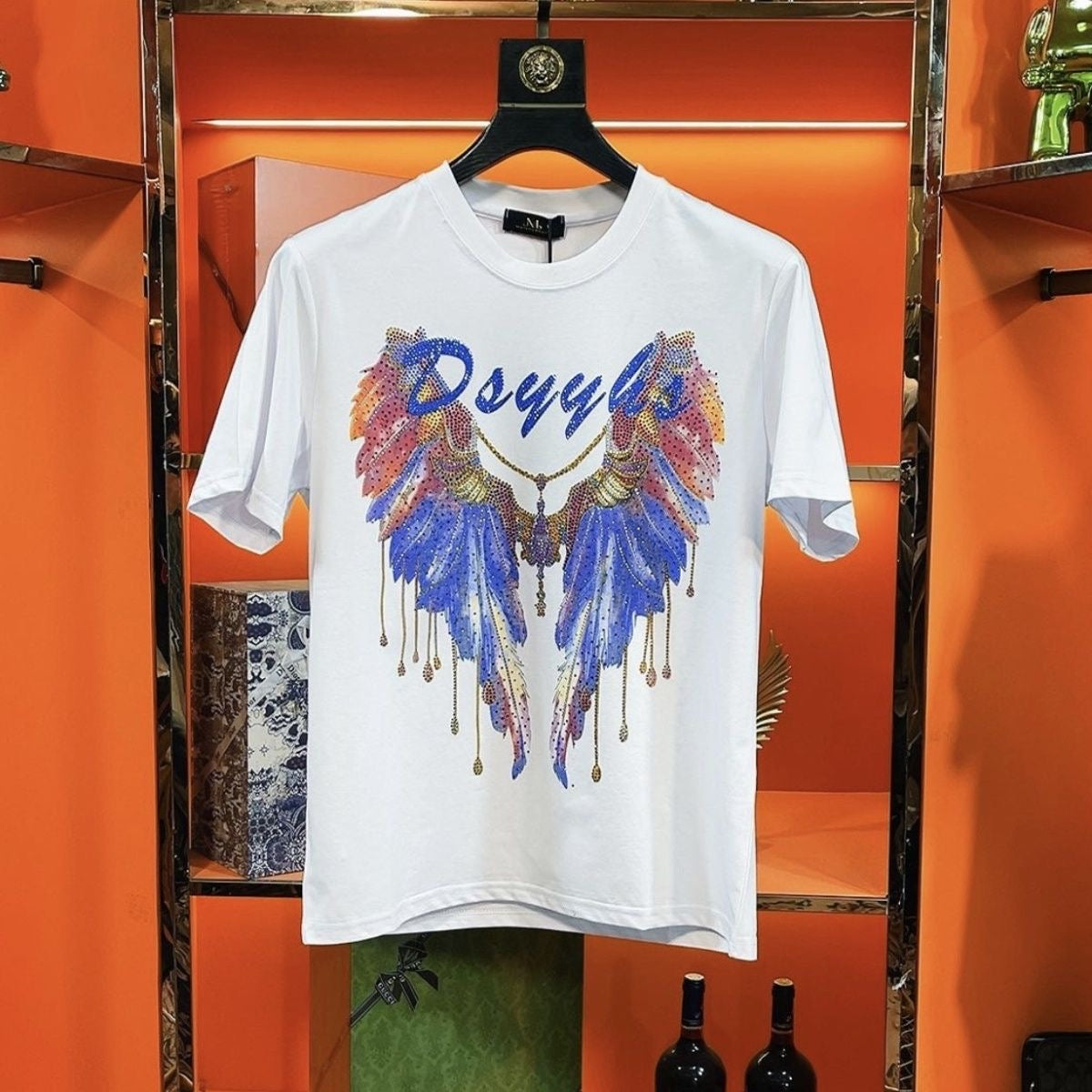Men's Angel Wings Rhinestone T-shirt
