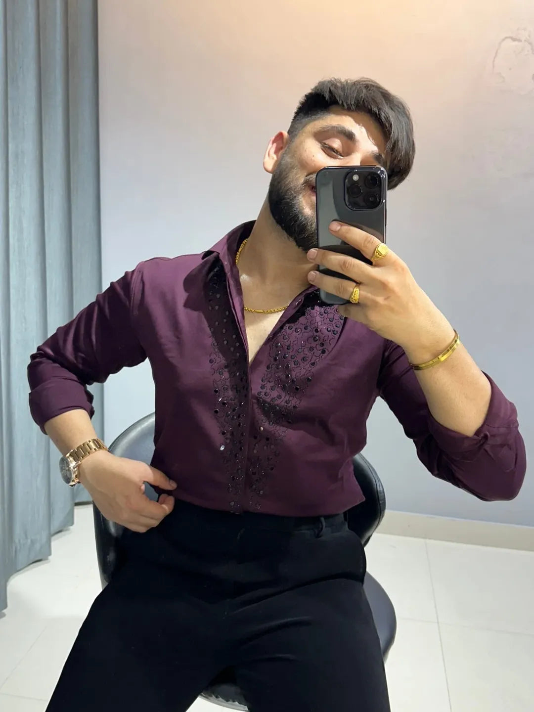 Men's Sparkling Rhinestone Shirt