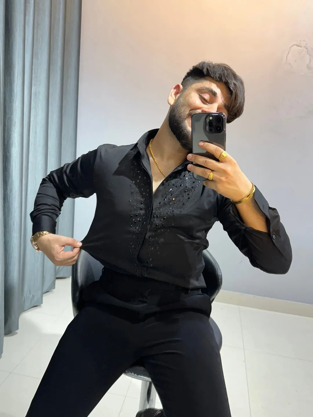 Men's Sparkling Rhinestone Shirt