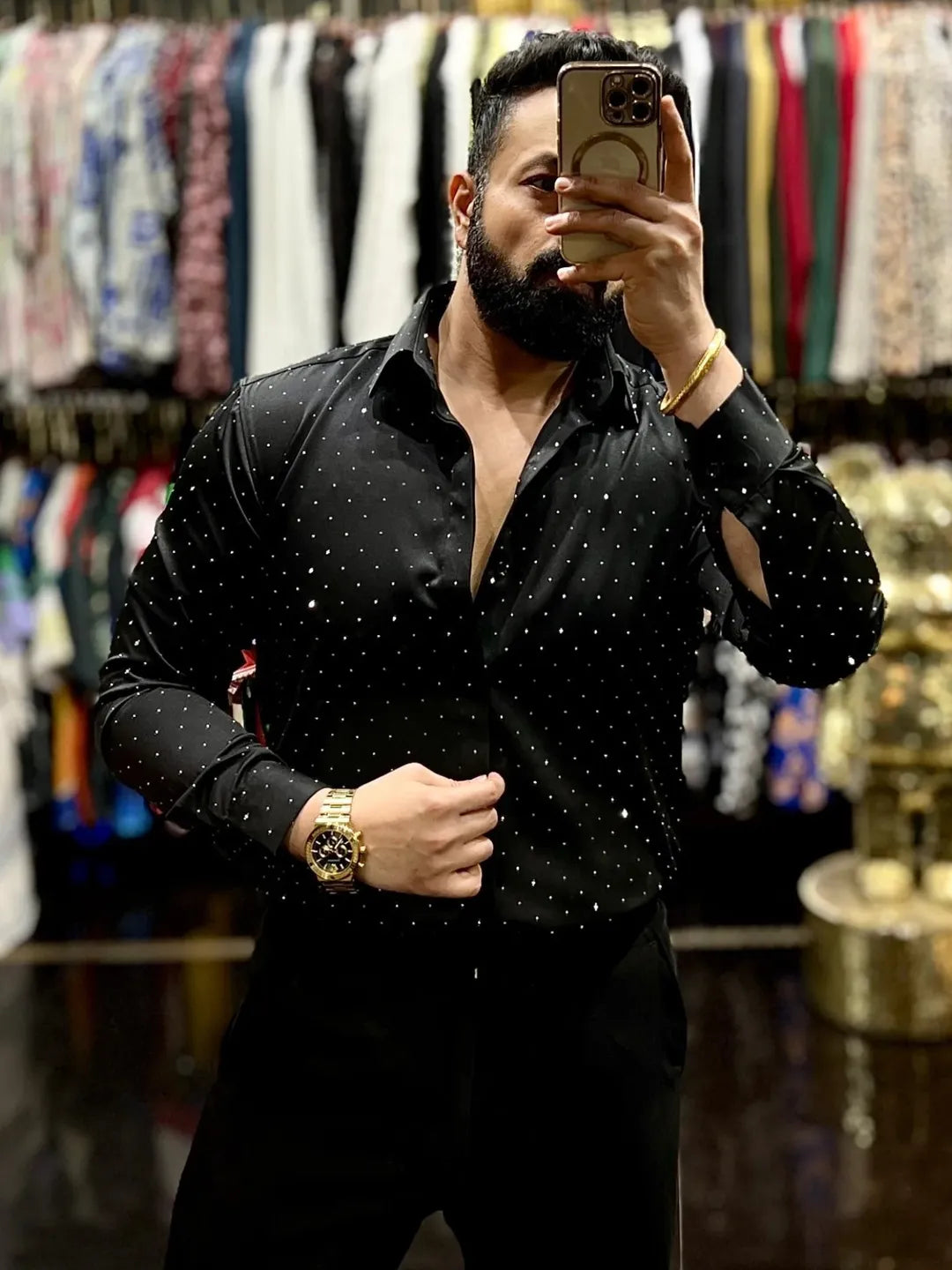 Men's Fully Rhinestoned Shirt