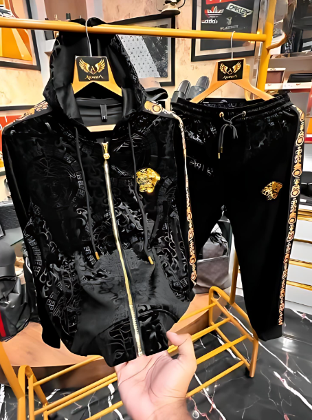 Men's Black Velvet Suit Set (Jacket & Pants)