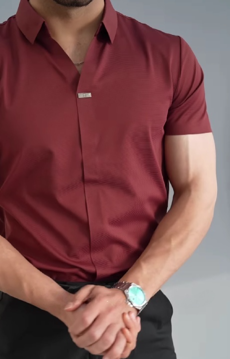 Solid Color V-neck Men's T-shirt