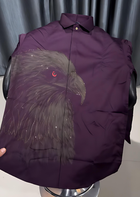 Men's Eagle Rhinestone Long Sleeve Shirt
