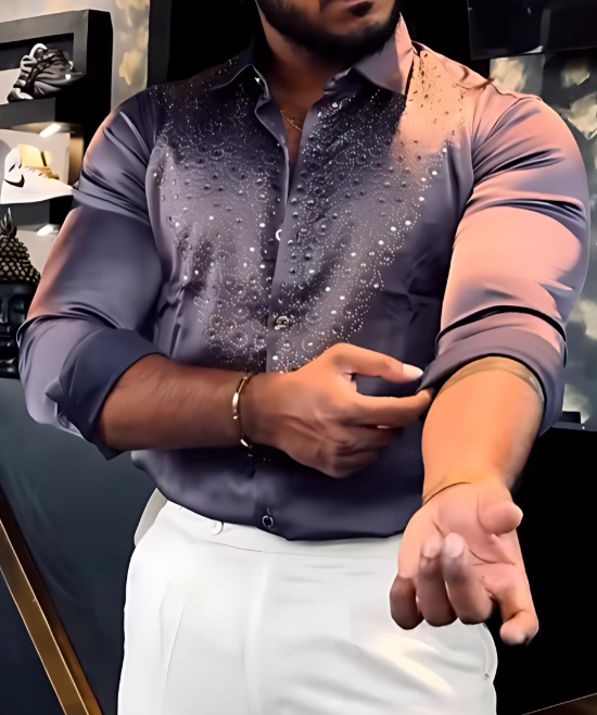 Men's Sparkling Rhinestone Shirt