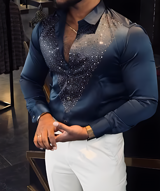 Men's Sparkling Rhinestone Shirt