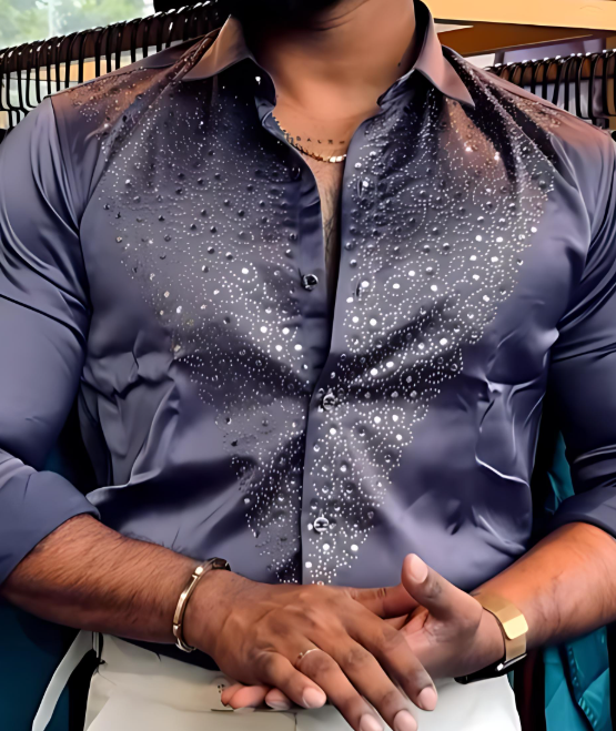 Men's Sparkling Rhinestone Shirt