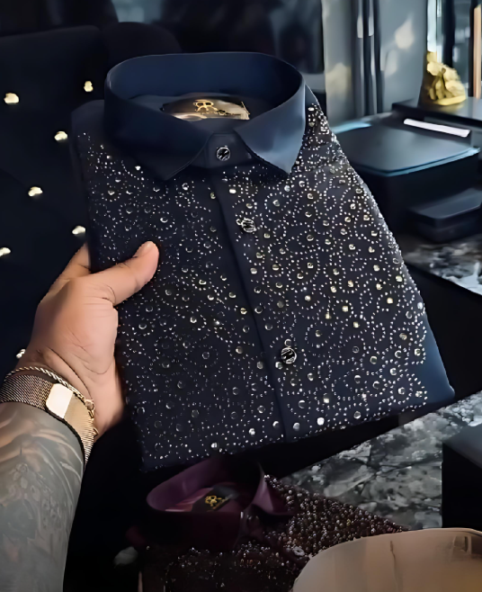 Men's Sparkling Rhinestone Shirt