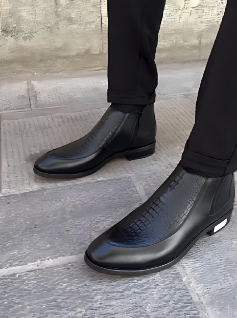 High-quality Textured Zipper Men's Leather Shoes