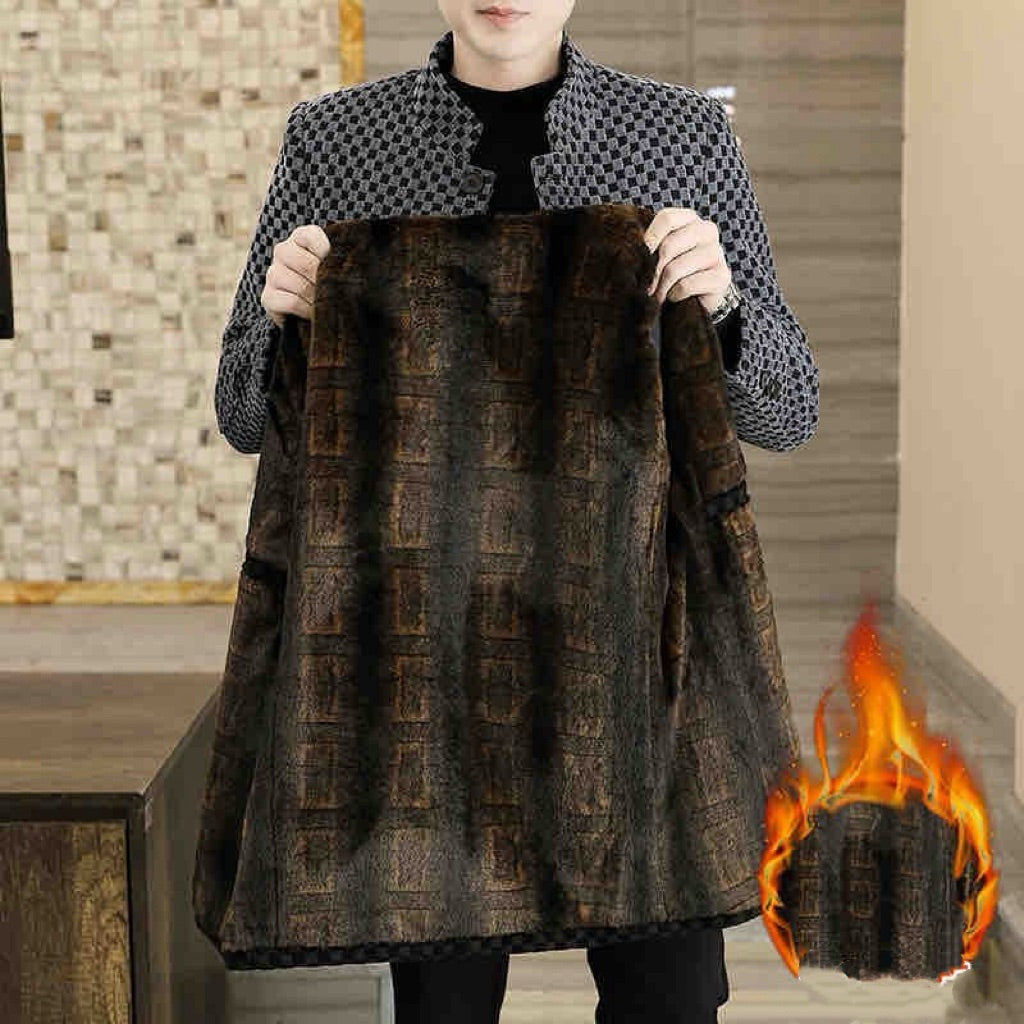 Plaid Thickened Fleece-lined Men's Jacket