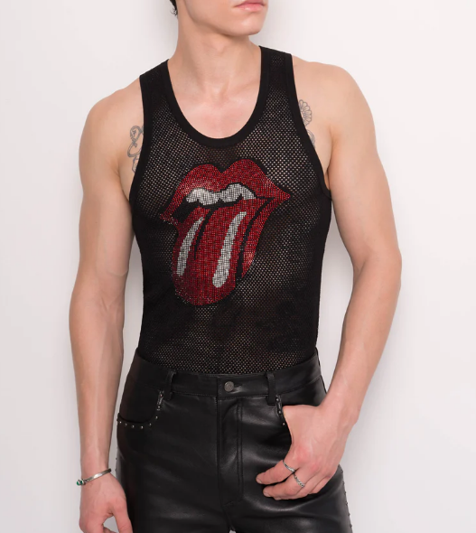 Black Rhinestone Tongue Vest