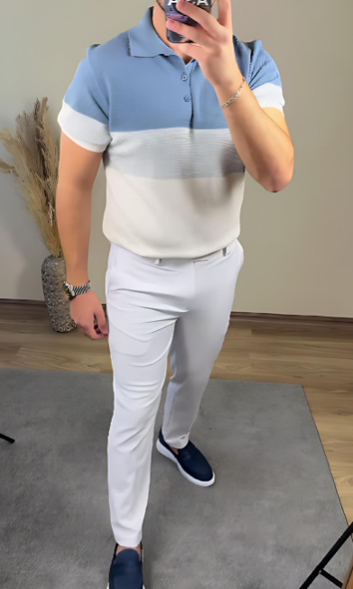 Men's Colorblock Knitted POLO Shirt