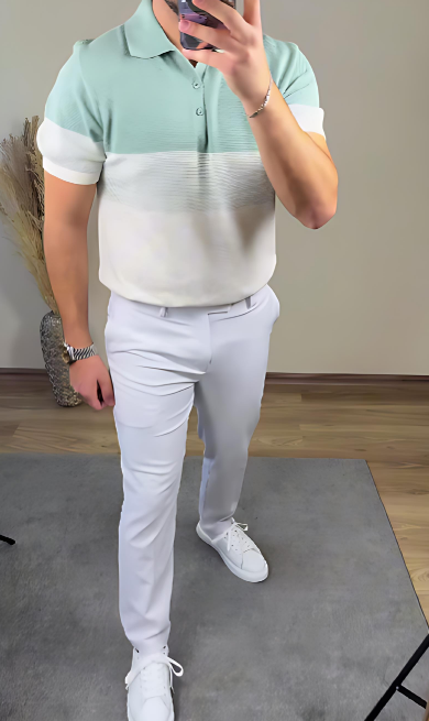 Men's Colorblock Knitted POLO Shirt