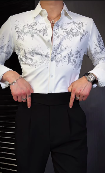 Men's Casual Rhinestone Shirt