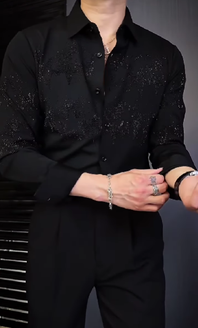 Men's Casual Rhinestone Shirt