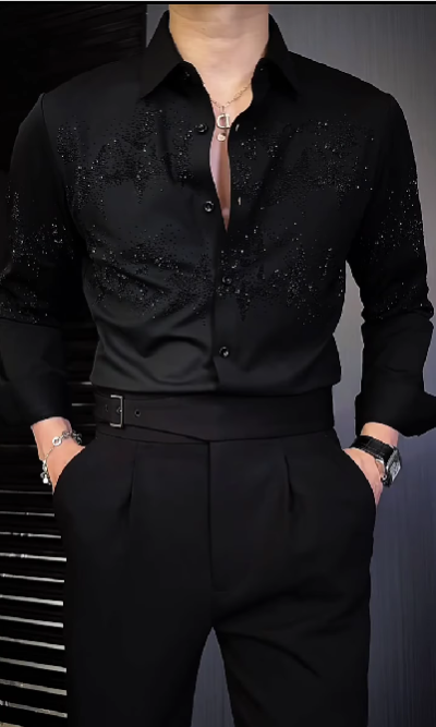 Men's Casual Rhinestone Shirt