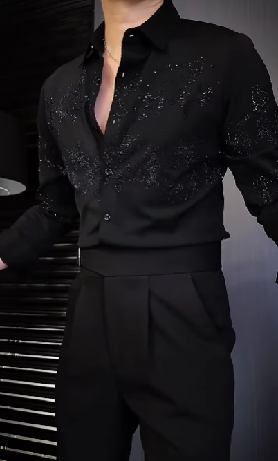 Men's Casual Rhinestone Shirt