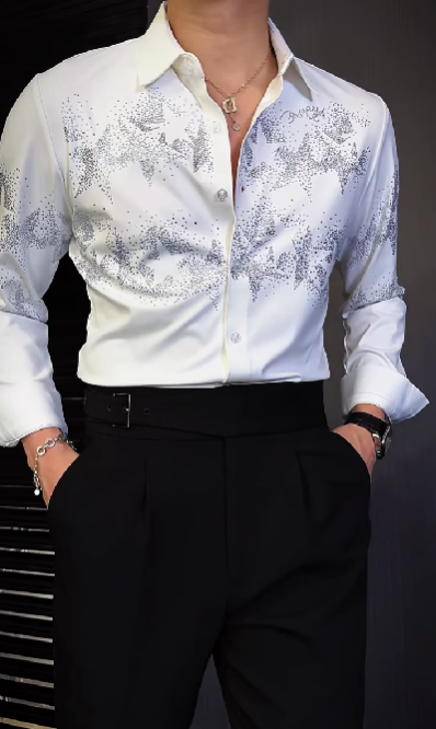 Men's Casual Rhinestone Shirt