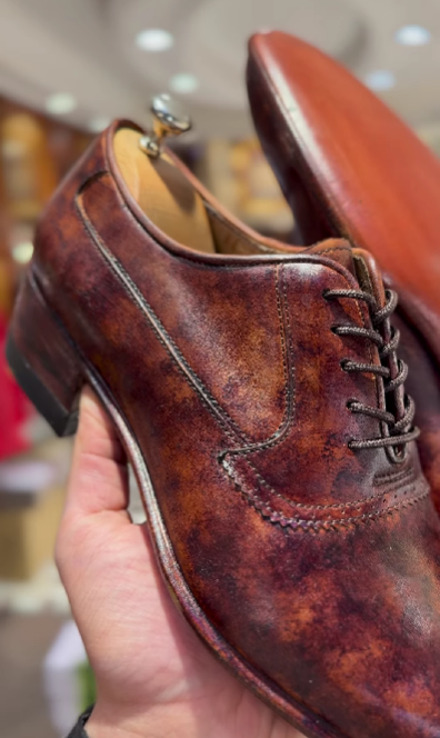 Brown Textured Men's Premium Leather Shoes