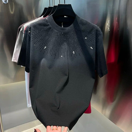 Men's Textured Rhinestone Short Sleeves