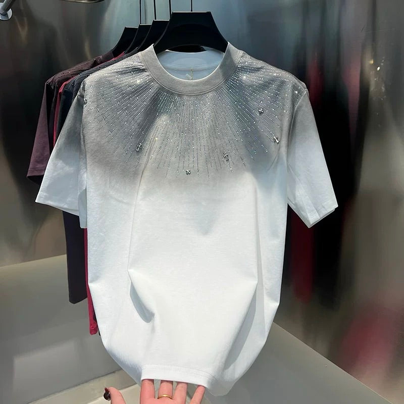 Men's Textured Rhinestone Short Sleeves