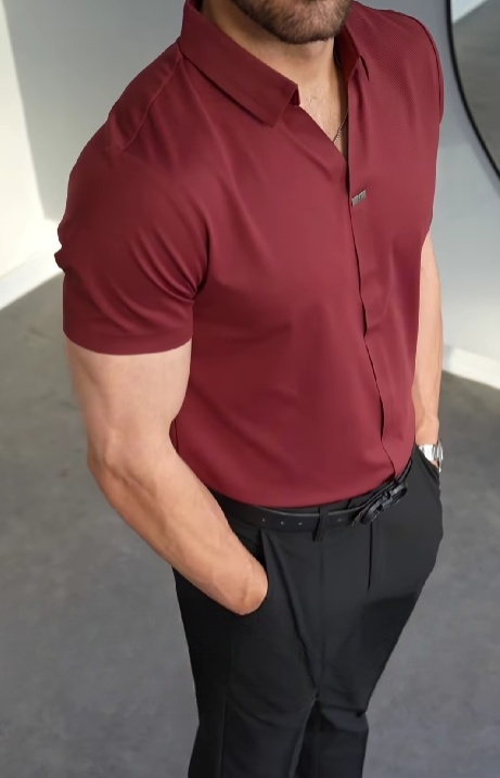 Solid Color V-neck Men's T-shirt