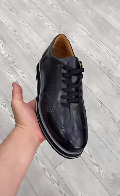 Black Leather Lace-Up Shoes