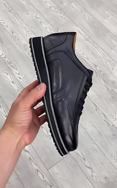 Black Leather Lace-Up Shoes