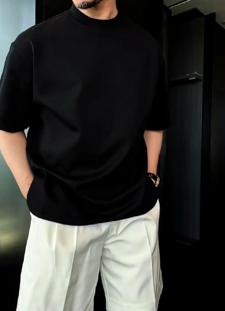 Solid Color Slit Button Design T-shirt
