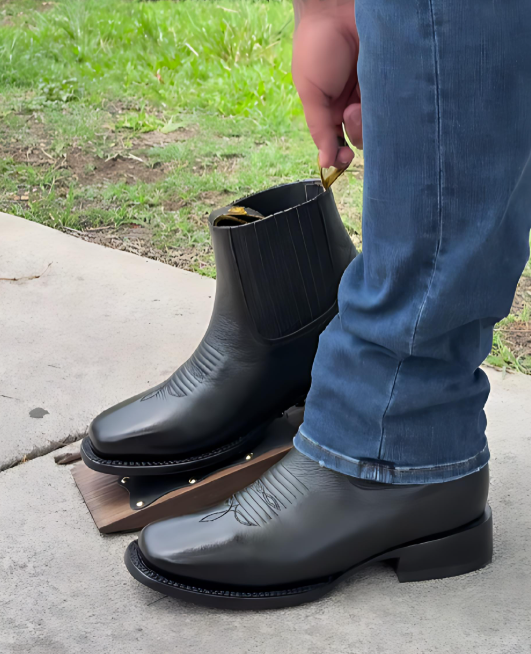 Black Premium Leather Ankle Boots