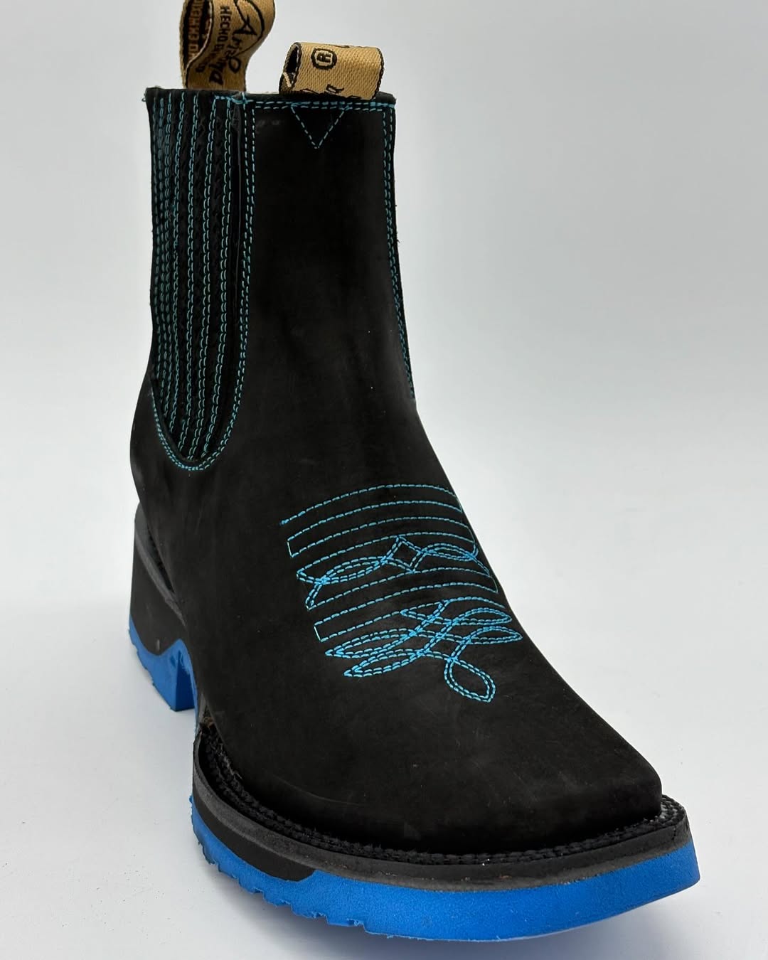 Blue Embroidered Men's Martin Boots