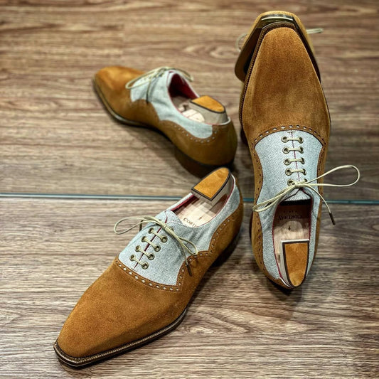 Colorblock Suede Lace-Up Men's Shoes