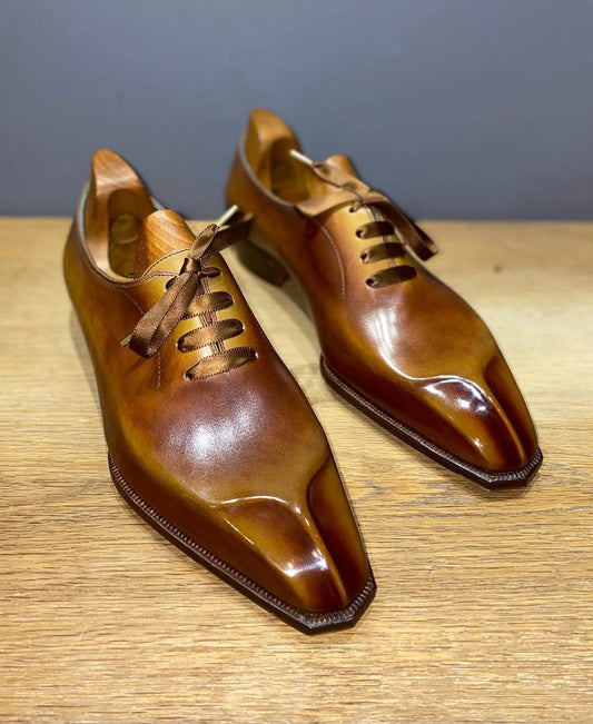 Brown Leather Men's Lace-Up Shoes