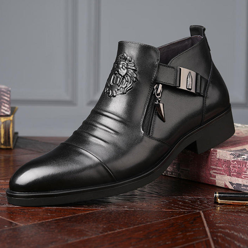 Men's Embossed Leather Zip-Up Boots
