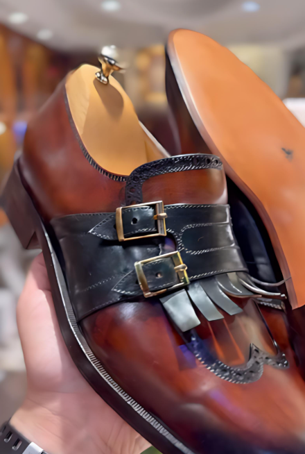 Brown Tassel Textured Men's Leather Shoes