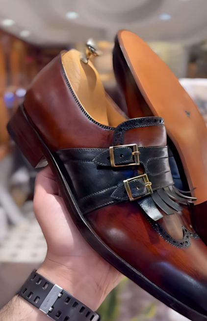 Brown Tassel Textured Men's Leather Shoes