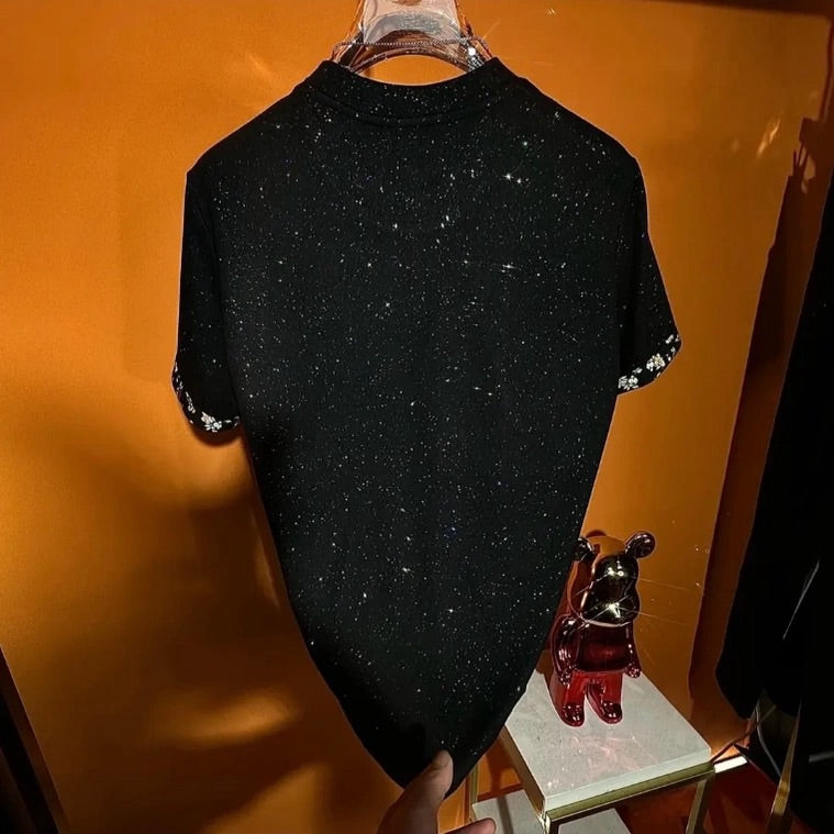 Black Super Sparkling Rhinestone T-shirt