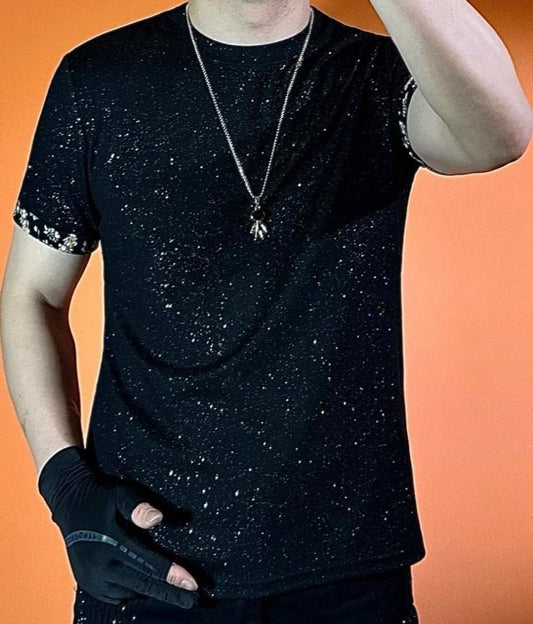 Black Super Sparkling Rhinestone T-shirt