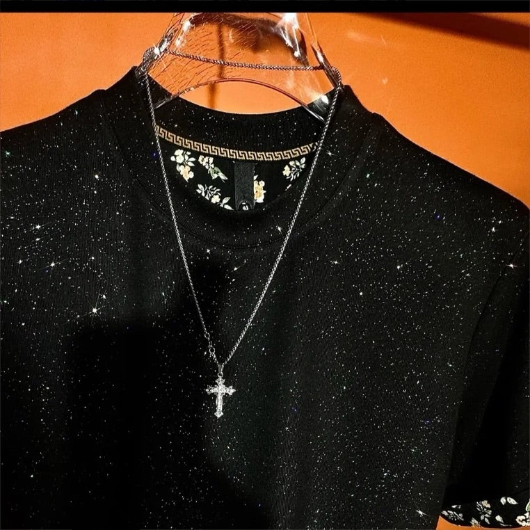 Black Super Sparkling Rhinestone T-shirt