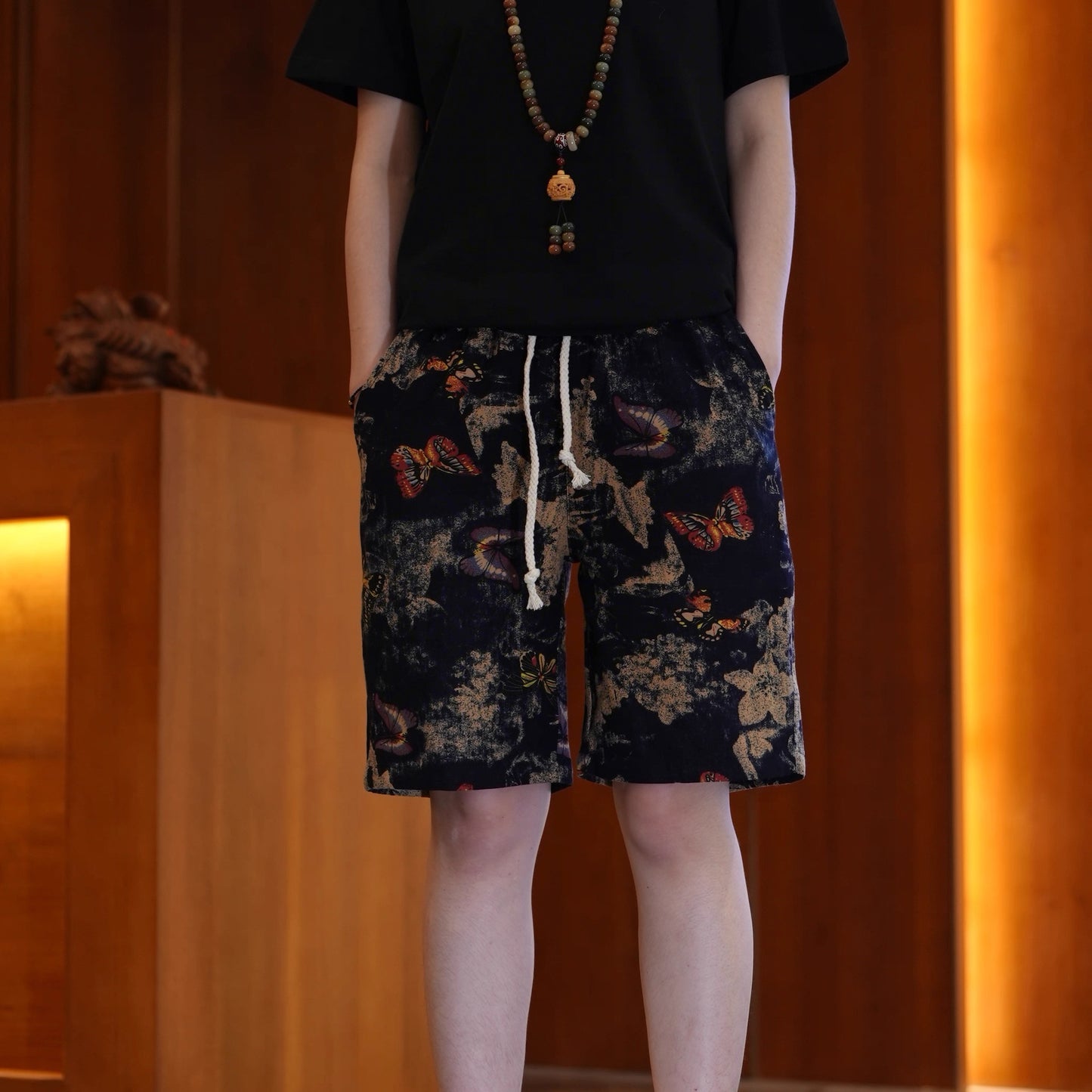 Vintage Butterfly Drawstring Shorts