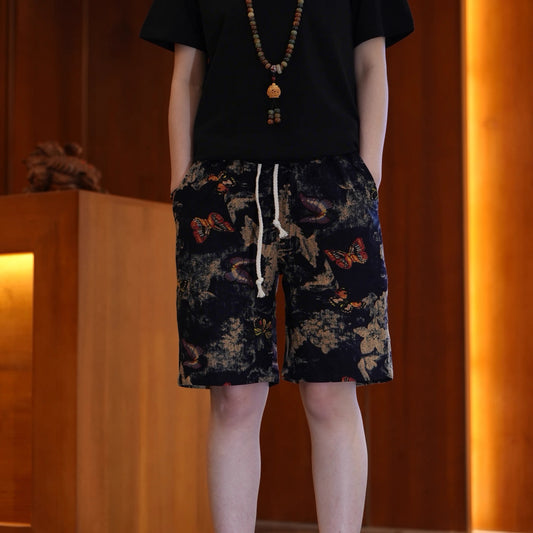 Vintage Butterfly Drawstring Shorts