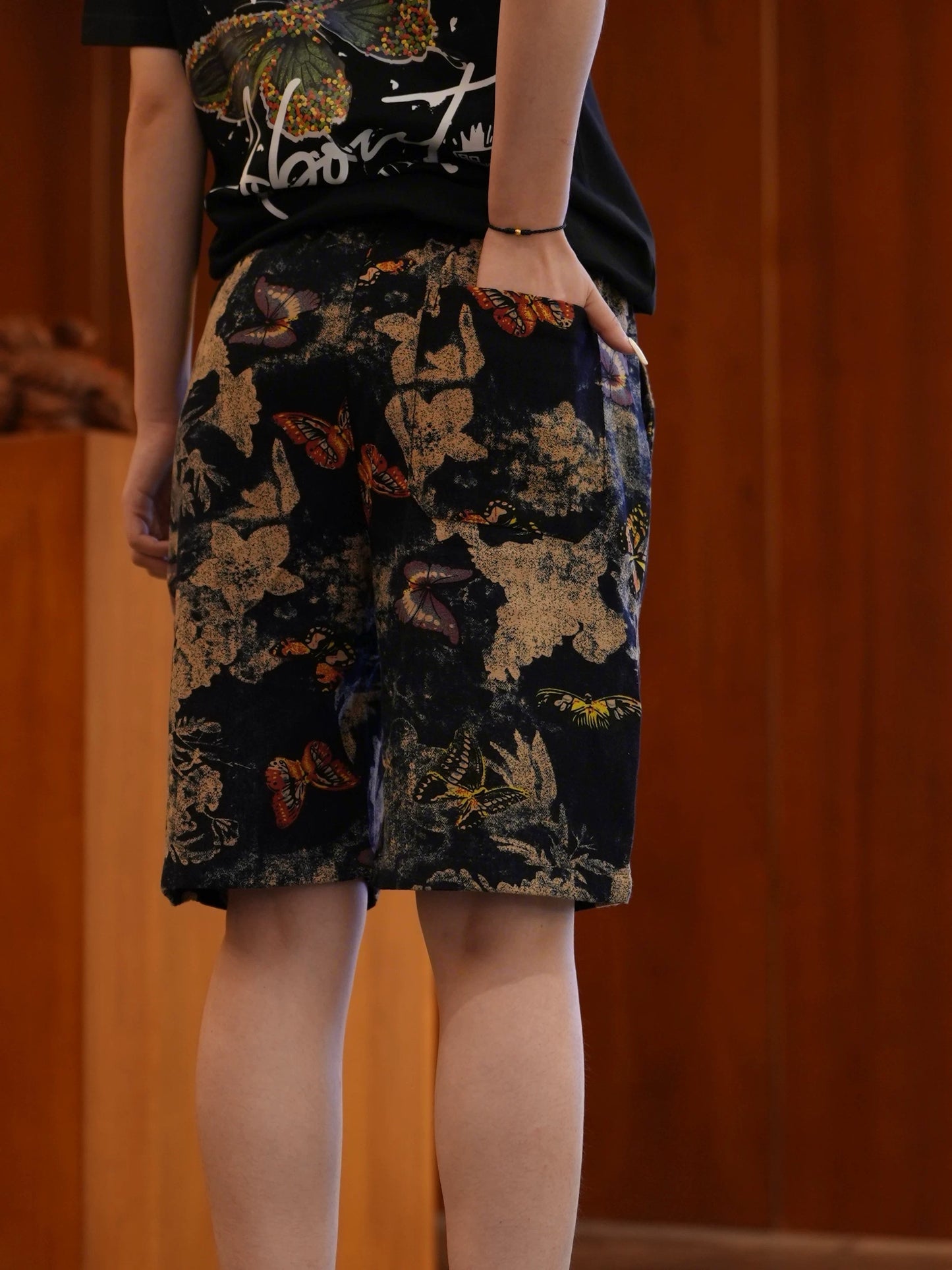 Vintage Butterfly Drawstring Shorts