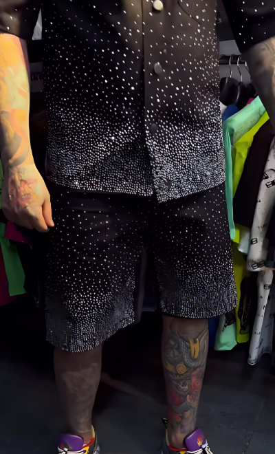 Men's Black Sparkling Rhinestone Set