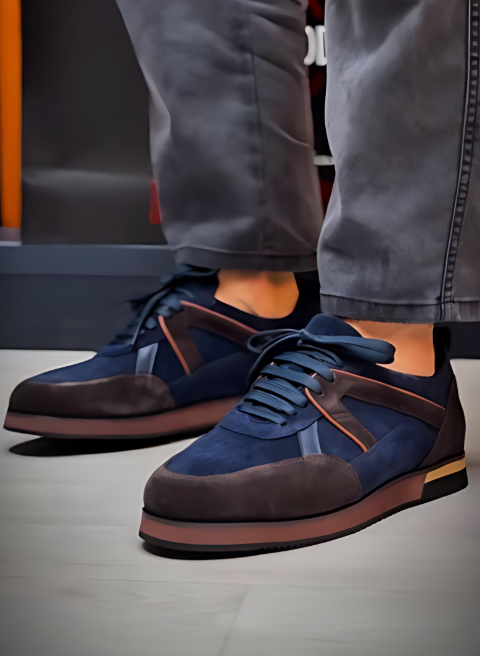 Men's Colorblock Suede Comfortable Sneakers