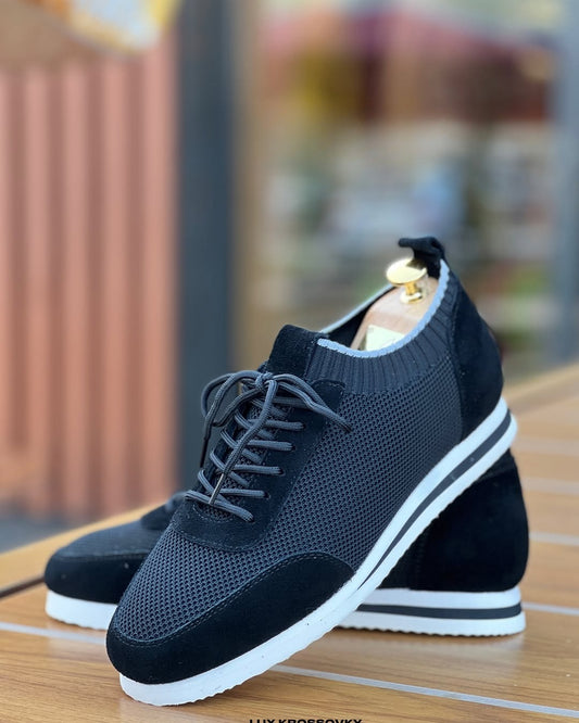 Black Knitted Mesh Men's Shoes