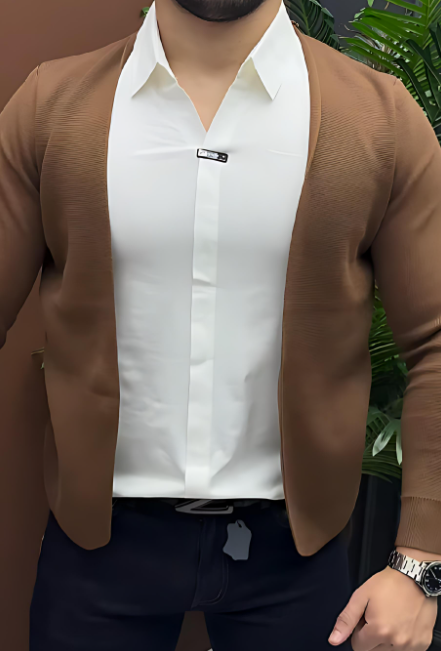 Men's Fake Two-Piece Shirt Cardigan