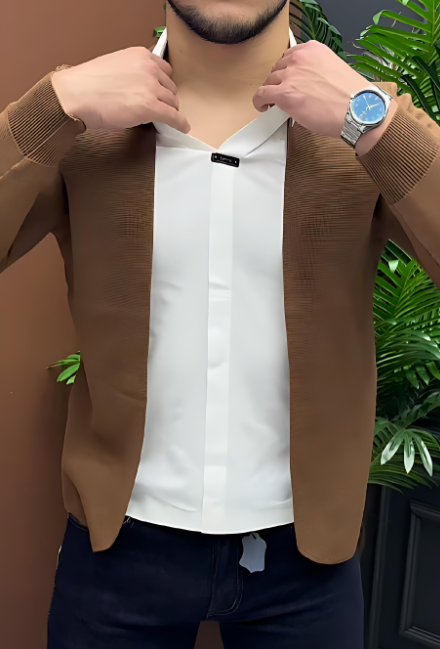 Men's Fake Two-Piece Shirt Cardigan